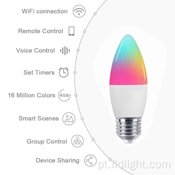 Lâmpada LED Alexa Tuya lâmpada wi-fi inteligente multicolor